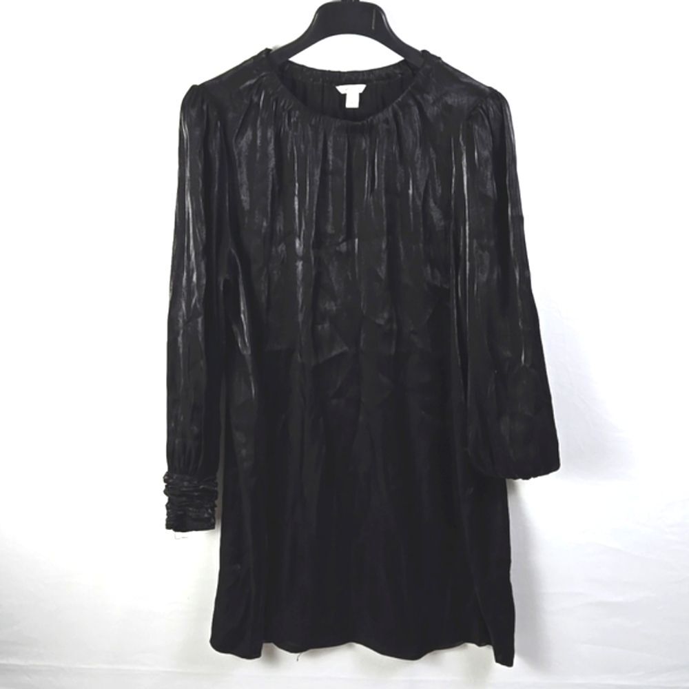 CATO Womens Metallic Black Long Sleeves Blouson Dress Sz L Y2k Fairy Goth